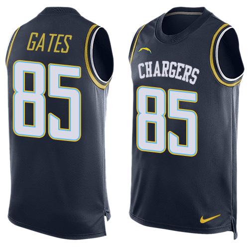 Nike Chargers #85 Antonio Gates Navy Blue Team Color Men's Stitched NFL Limited Tank Top Jersey - Click Image to Close